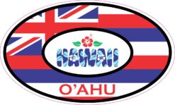 Hibiscus Oval Oahu Hawaii Vinyl Sticker