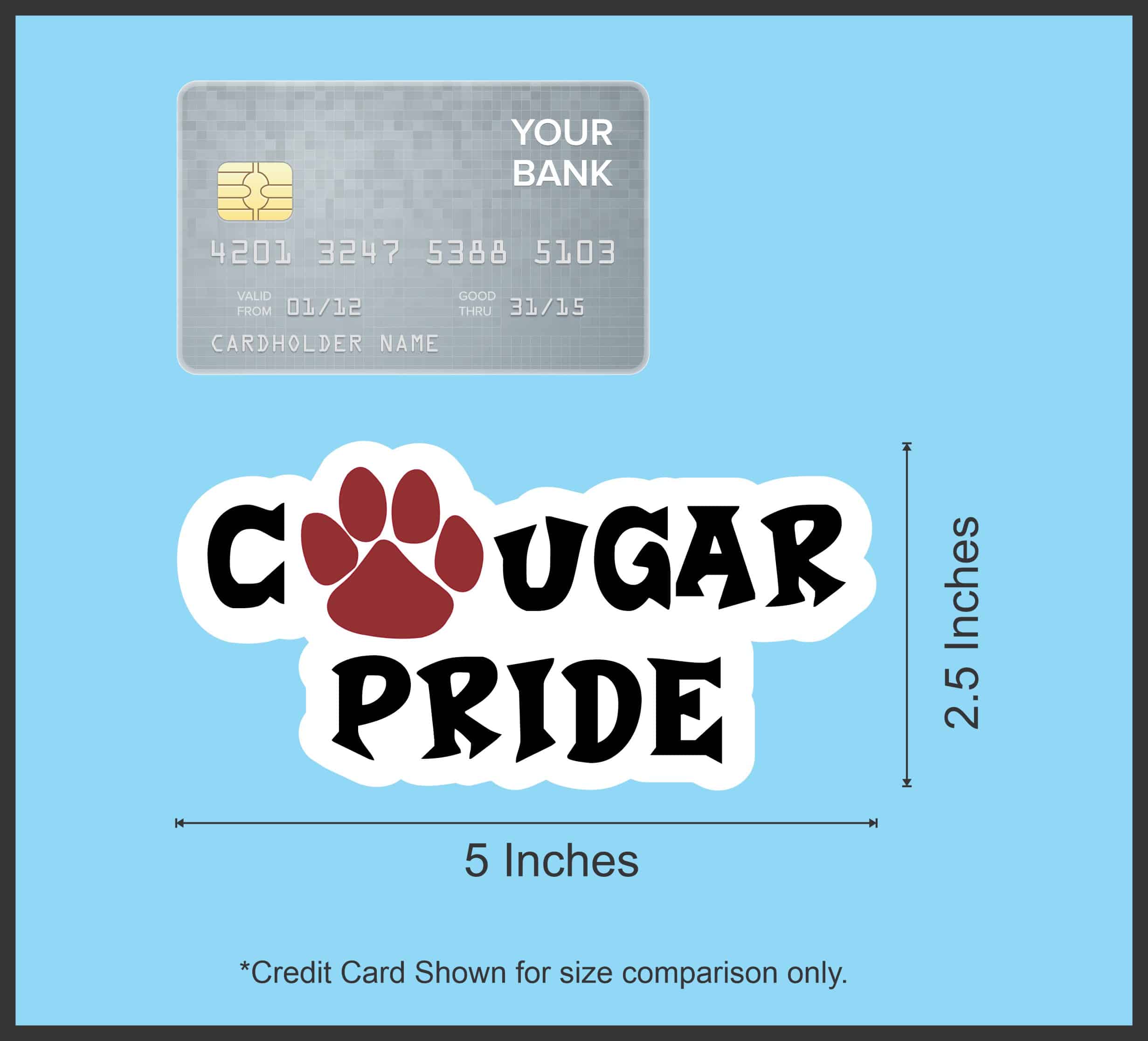 StickerTalk Maroon Cougar Pride Vinyl Sticker, 5 inches x 2.5 inches - Image 5