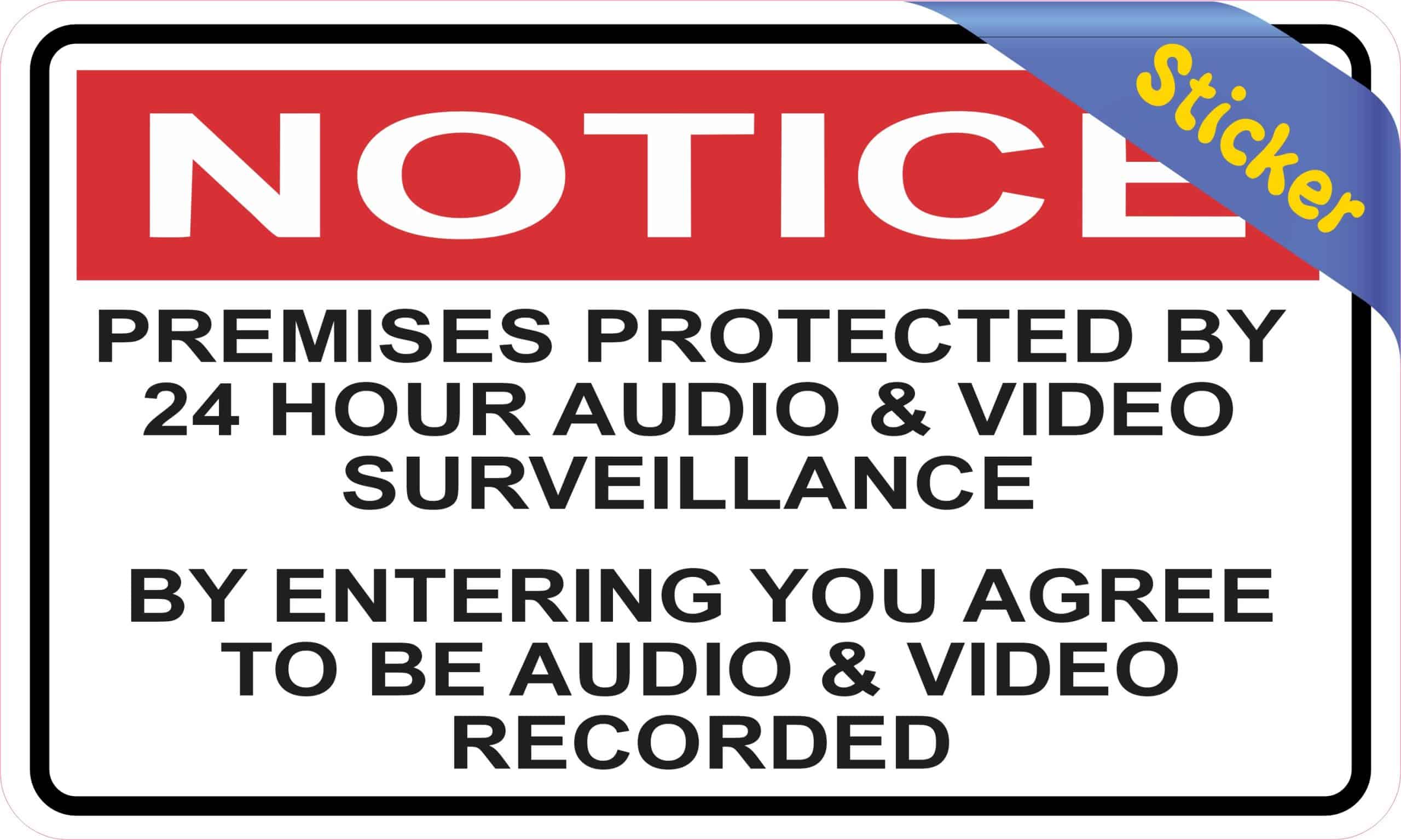 StickerTalk Premises Protected by 24 Hour Surveillance Vinyl Sticker, 5 inches x 3 inches - Image 2