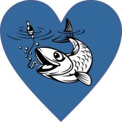 Fishing Heart Vinyl Sticker