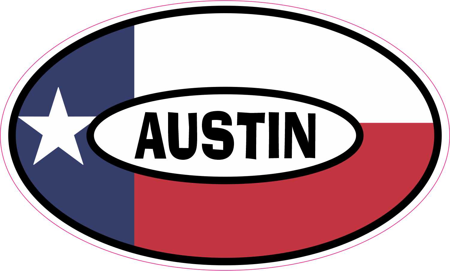 Flag Oval Austin Vinyl Sticker