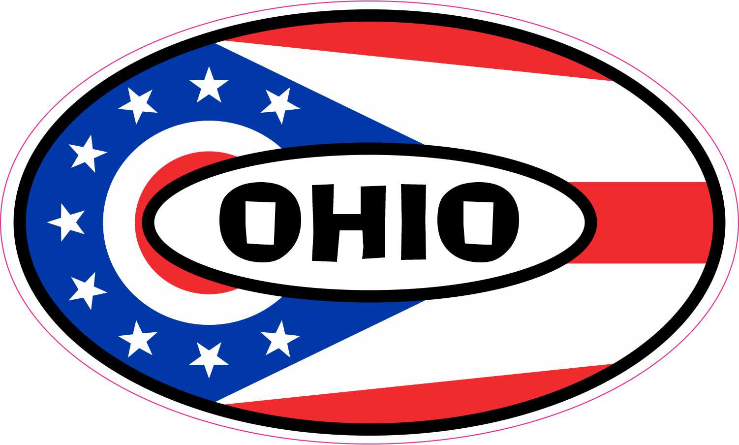 Flag Oval Ohio Vinyl Sticker