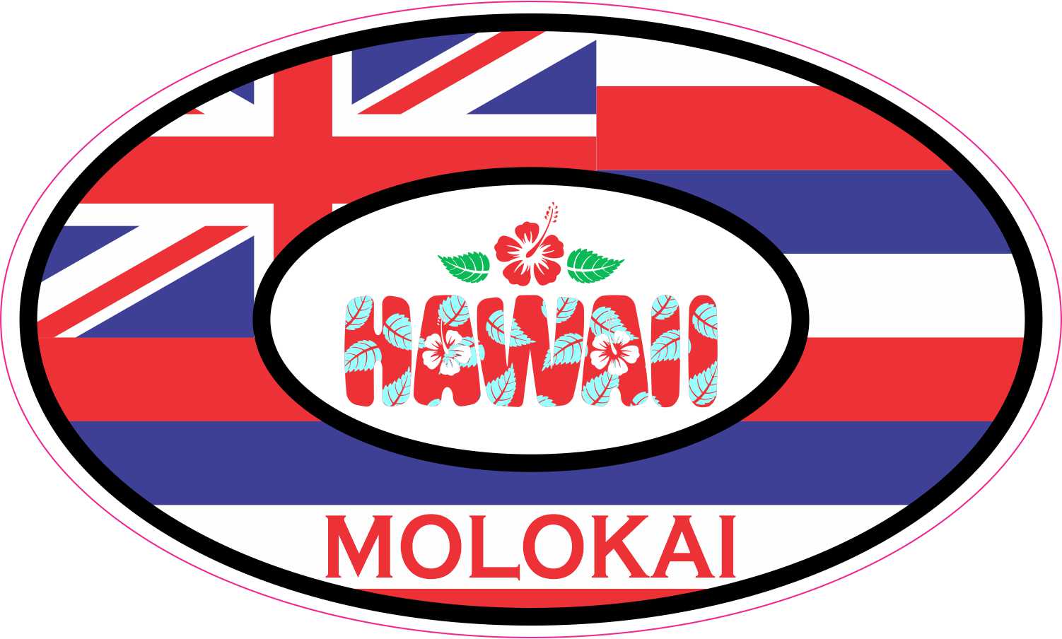 Oval Molokai Hawaii Vinyl Sticker