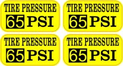Yellow Tire Pressure 65 PSI Vinyl Sticker