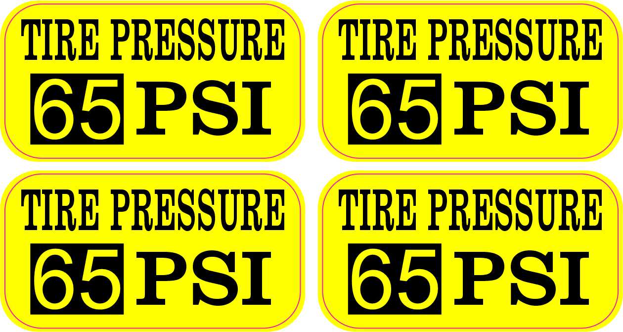 Yellow Tire Pressure 65 PSI Vinyl Sticker