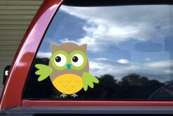 Green and Yellow Owl Vinyl Sticker