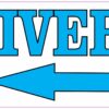 Blue and White Left Arrow Deliveries Vinyl Sticker