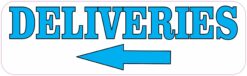 Blue and White Left Arrow Deliveries Vinyl Sticker