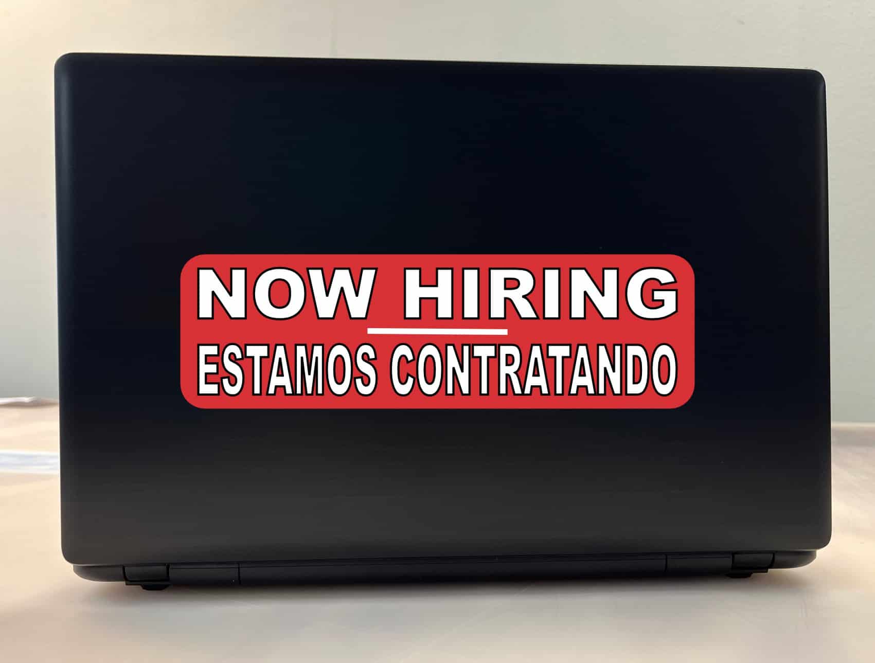 StickerTalk English Spanish Now Hiring Vinyl Sticker, 10 inches - Image 3