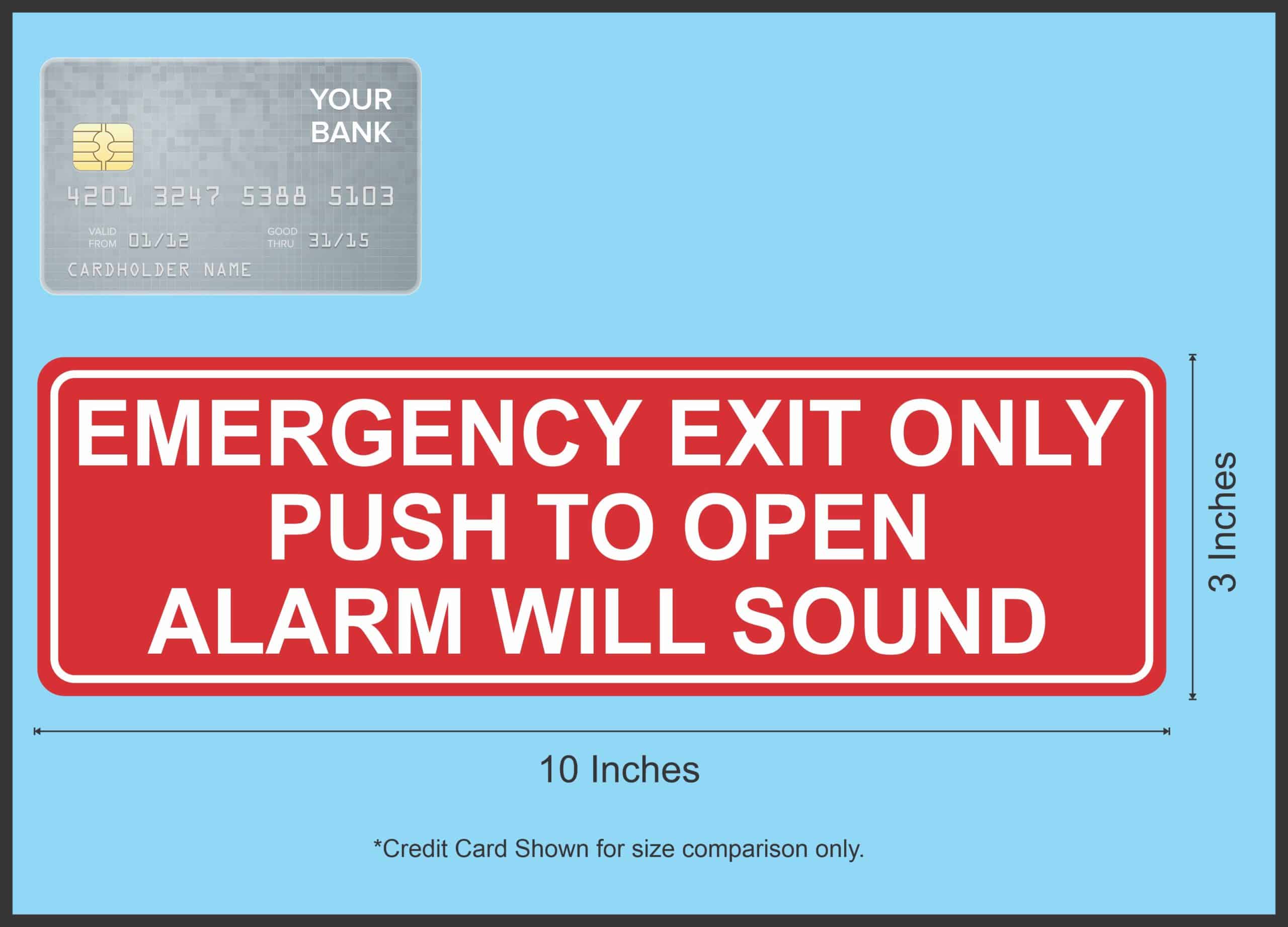 StickerTalk Push to Open Emergency Exit Only Vinyl Sticker, 10 inches x 3 inches - Image 4