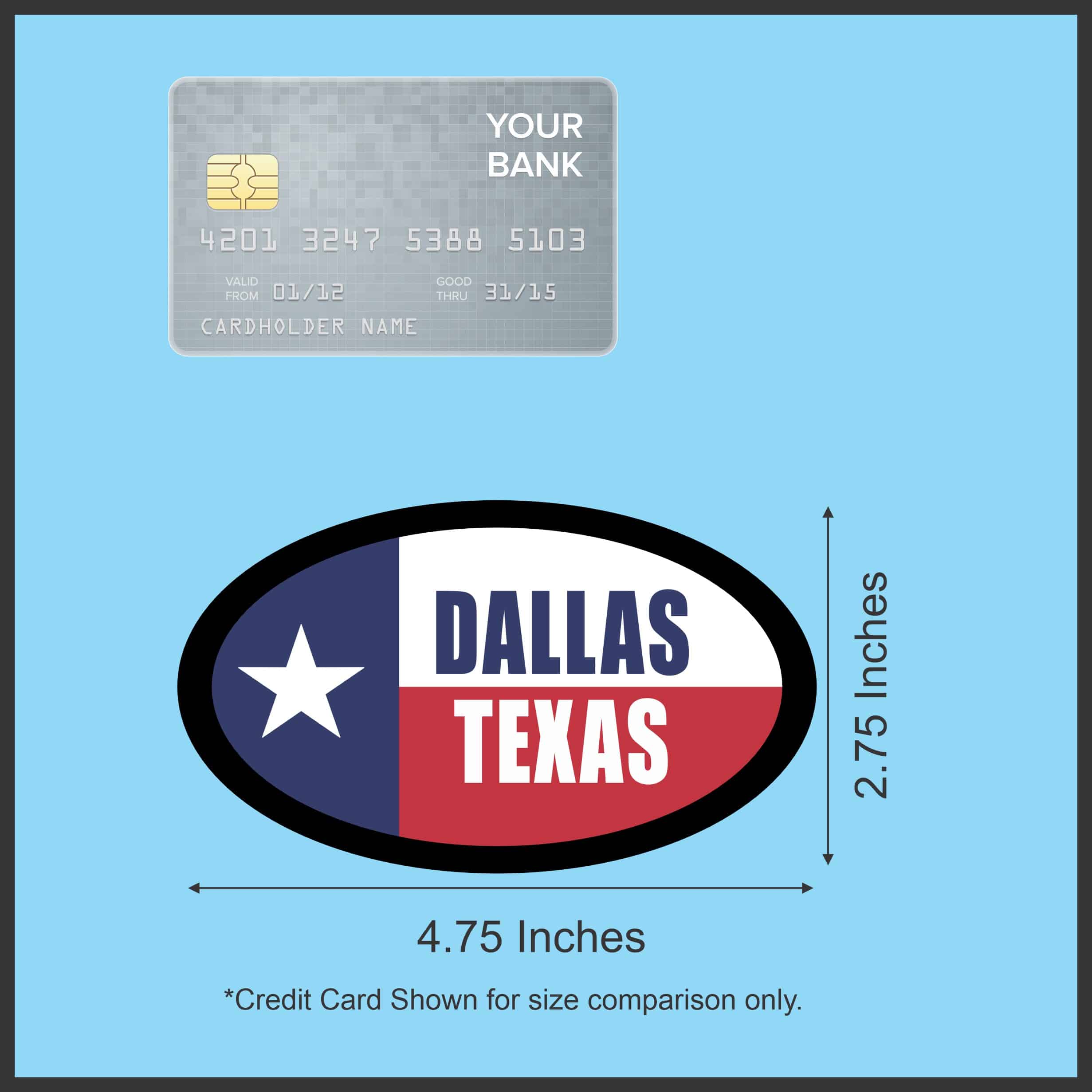 StickerTalk Flag Oval Dallas Texas Vinyl Sticker, 4.75 inches x 2.75 inches - Image 5