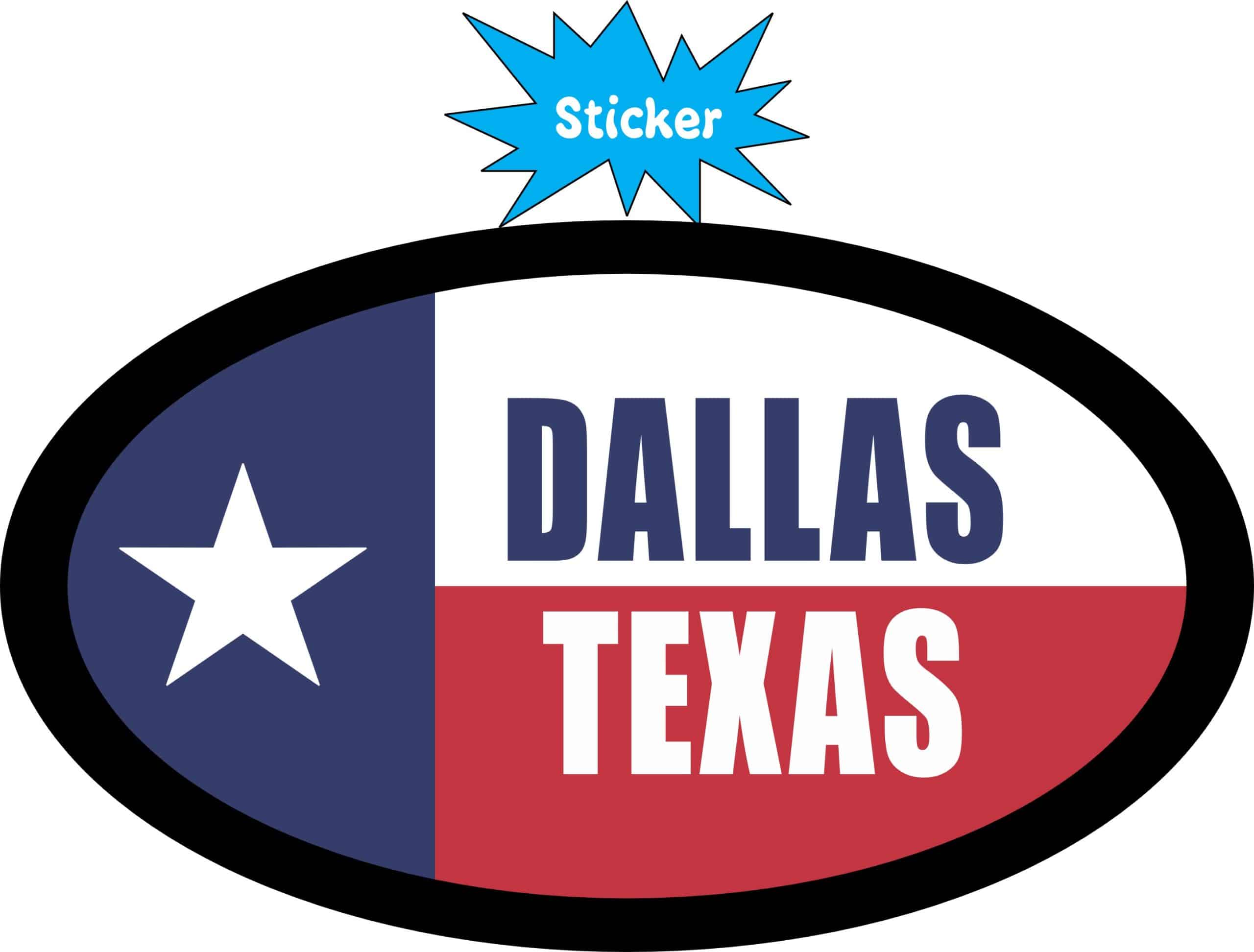 StickerTalk Flag Oval Dallas Texas Vinyl Sticker, 4.75 inches x 2.75 inches - Image 2