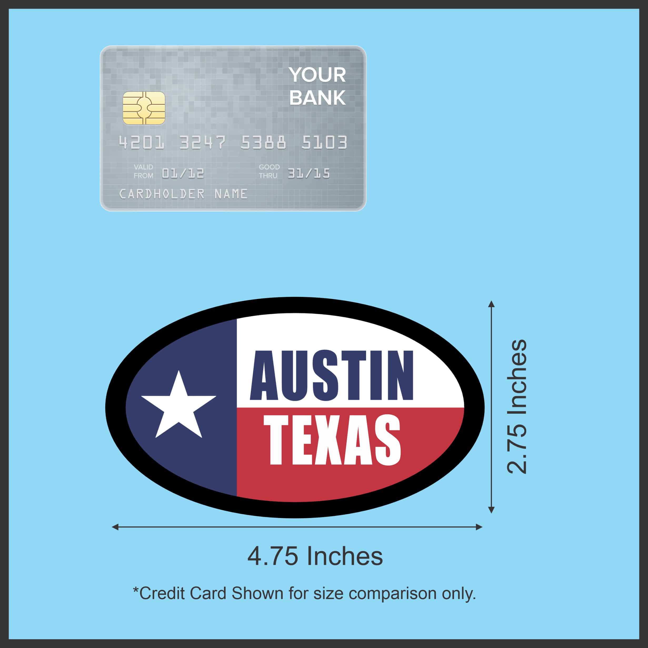 StickerTalk Flag Oval Austin Texas Vinyl Sticker, 4.75 inches x 2.75 inches - Image 5