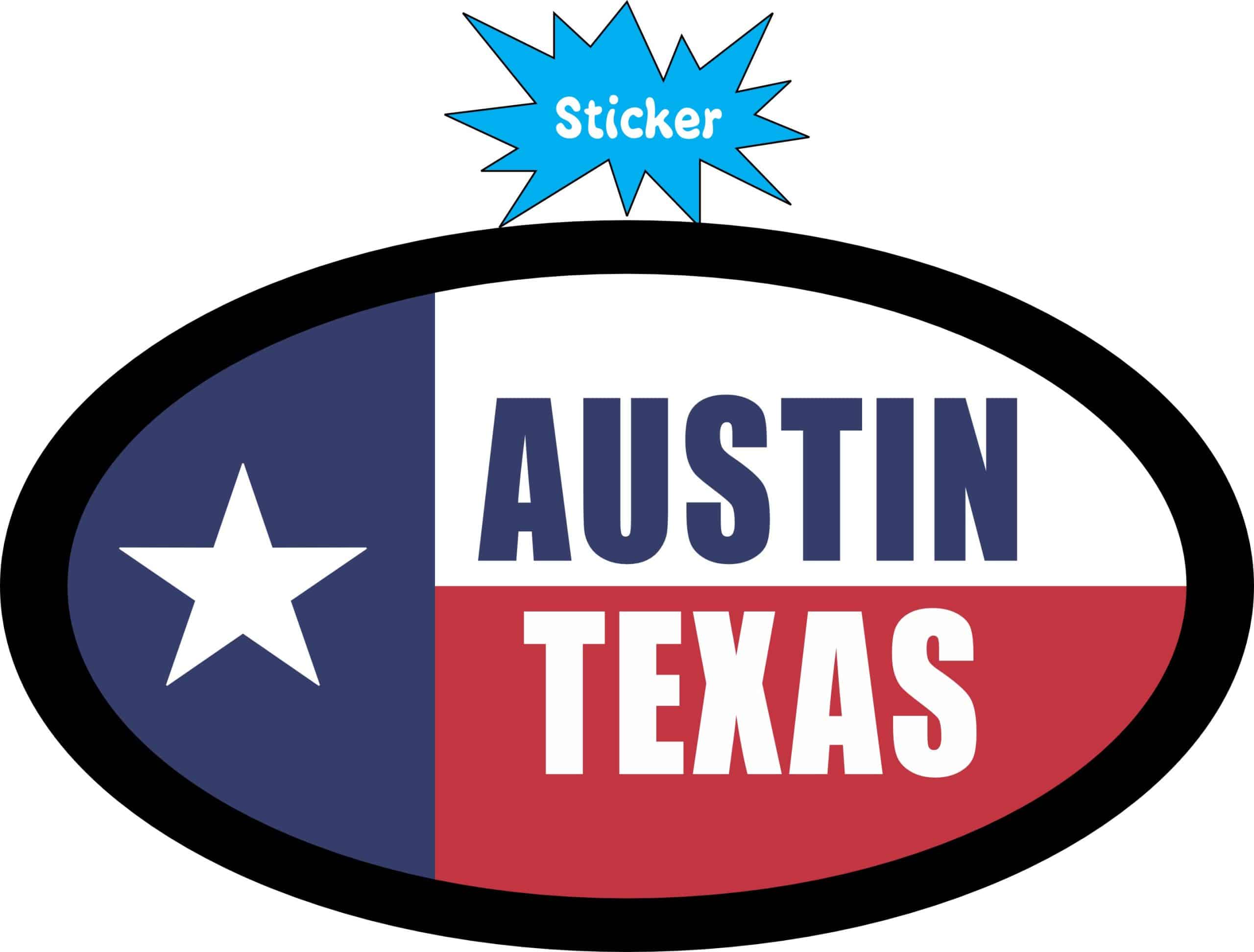 StickerTalk Flag Oval Austin Texas Vinyl Sticker, 4.75 inches x 2.75 inches - Image 2