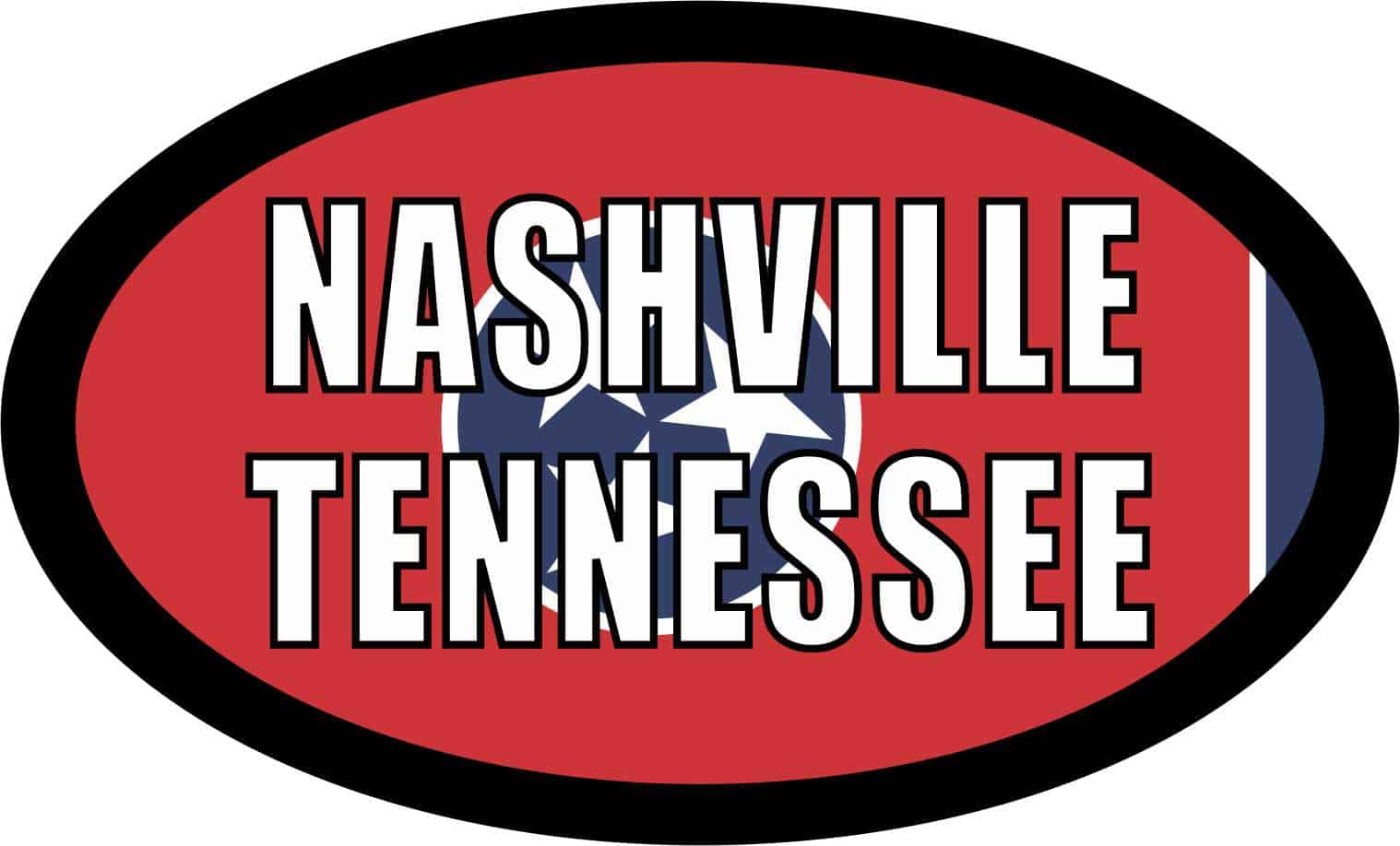 StickerTalk Flag Oval Nashville Tennessee Vinyl Sticker, 5 inches x 3 inches
