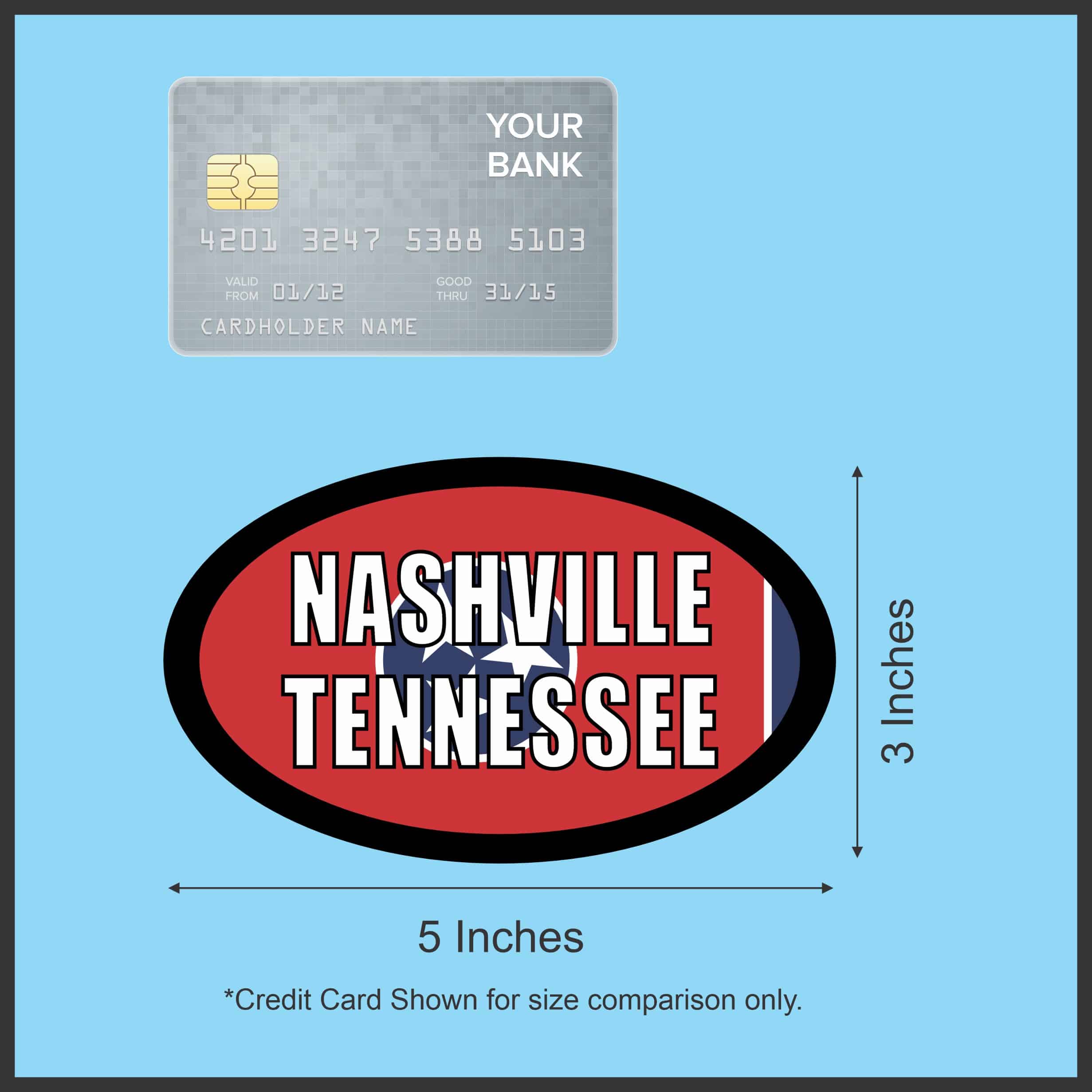 StickerTalk Flag Oval Nashville Tennessee Vinyl Sticker, 5 inches x 3 inches - Image 4