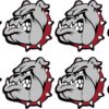 Maroon Left Facing Bulldog Vinyl Stickers