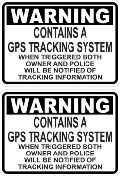 Contains GPS Tracking System Vinyl Stickers