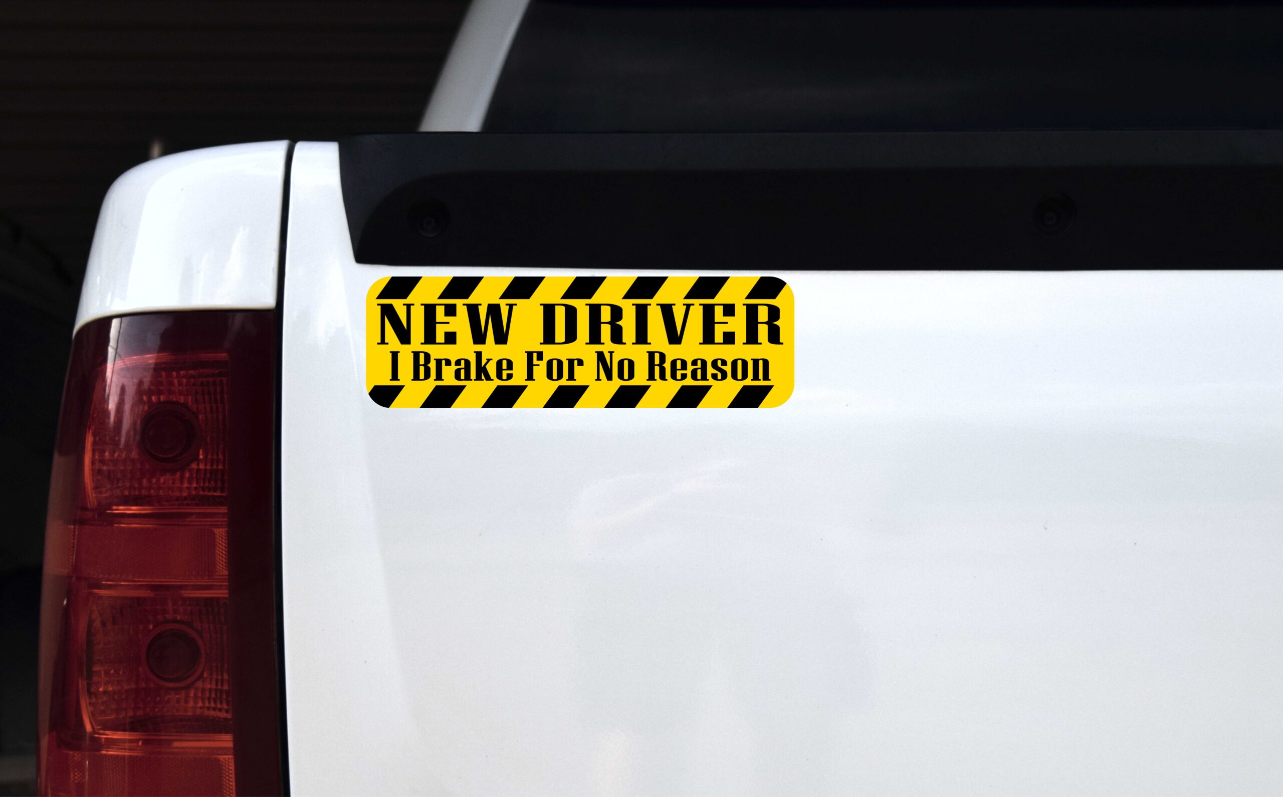 Yellow I Brake For No Reason New Driver Vinyl Sticker