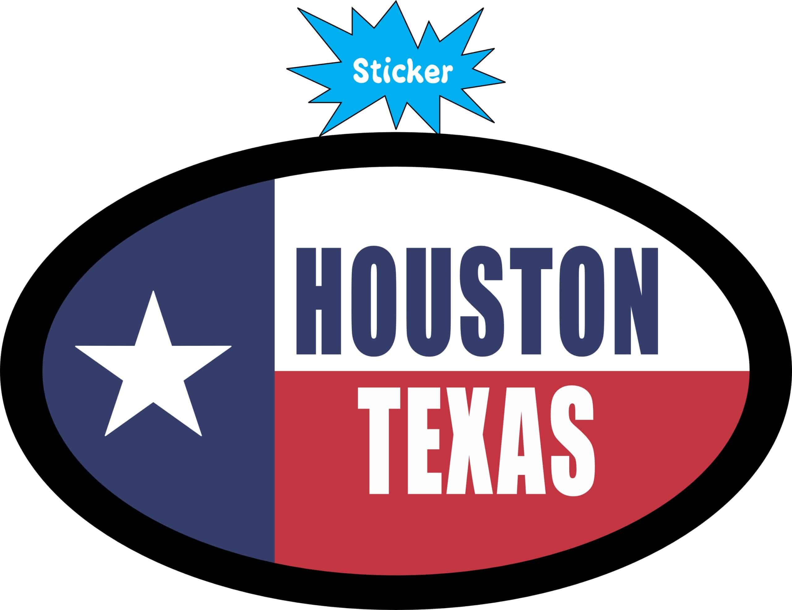 StickerTalk Flag Oval Houston Texas Vinyl Sticker, 4.75 inches x 2.75 inches - Image 2