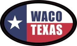 StickerTalk Flag Oval Waco Texas Vinyl Sticker, 4.75 inches x 2.75 inches