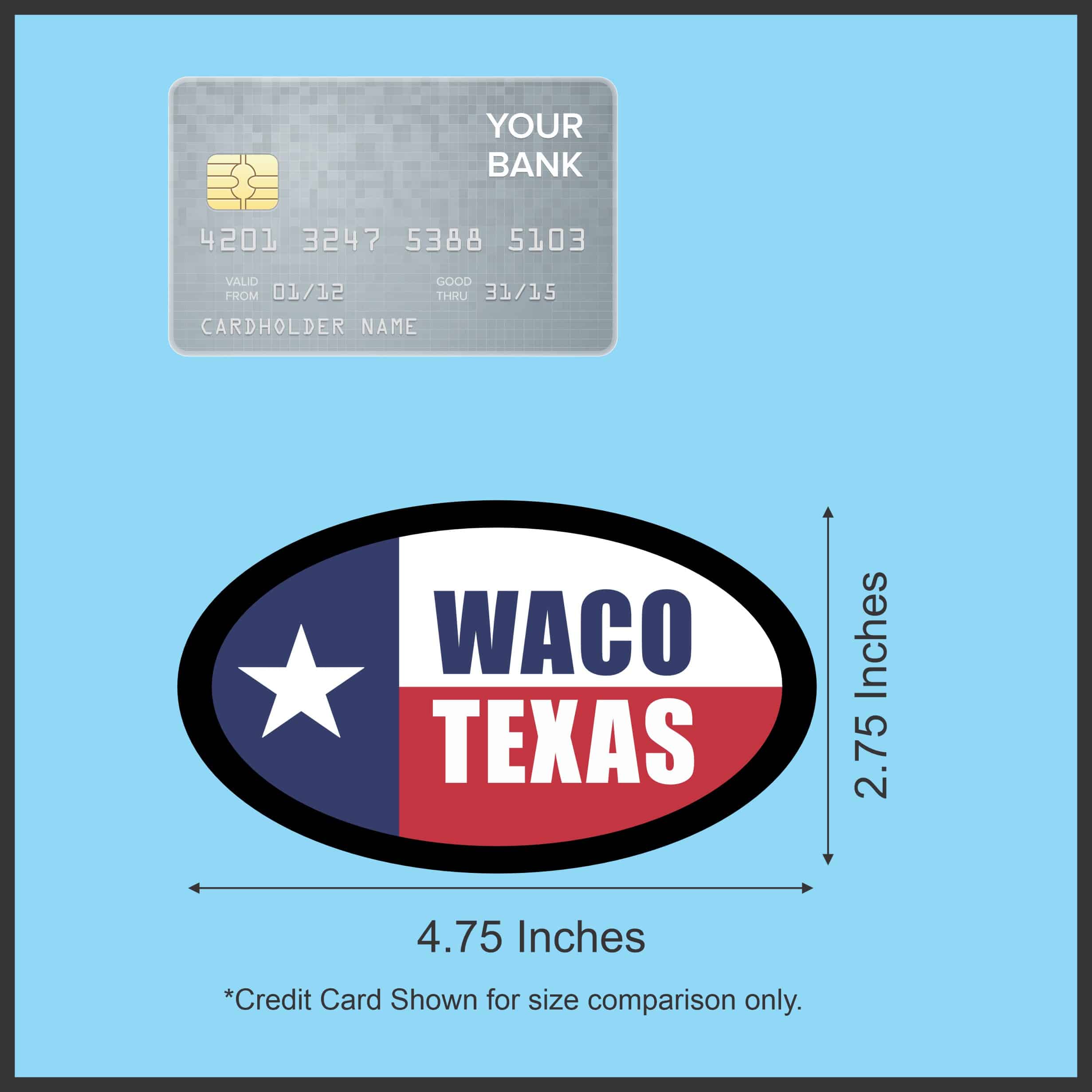 StickerTalk Flag Oval Waco Texas Vinyl Sticker, 4.75 inches x 2.75 inches - Image 5