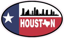 Skyline Flag Oval Houston Vinyl Sticker