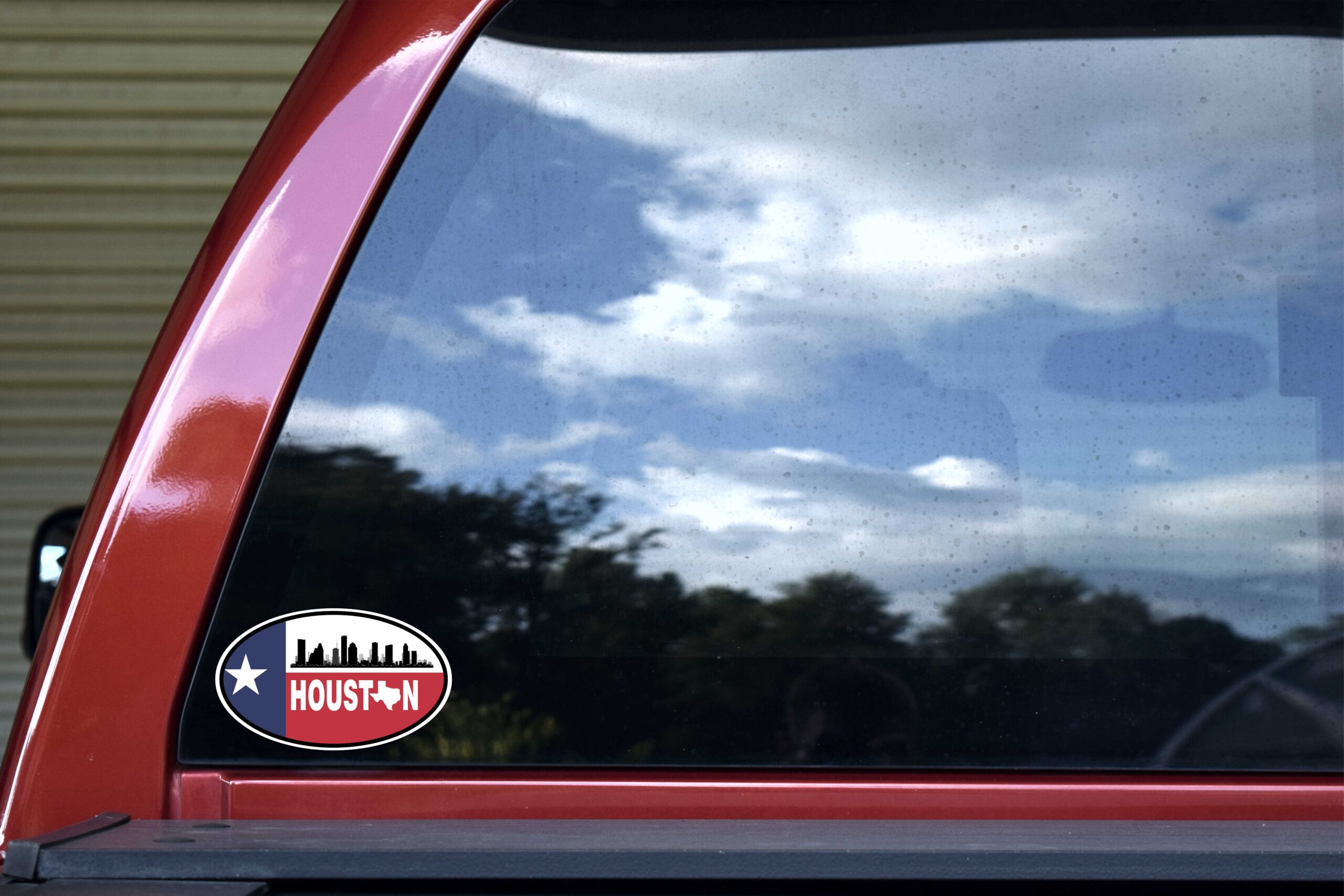 Skyline Flag Oval Houston Vinyl Sticker