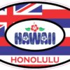 Hibiscus Oval Honolulu Hawaii Vinyl Sticker