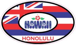 Hibiscus Oval Honolulu Hawaii Vinyl Sticker
