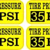 Yellow Tire Pressure 35 PSI Vinyl Stickers
