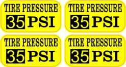 Yellow Tire Pressure 35 PSI Vinyl Stickers