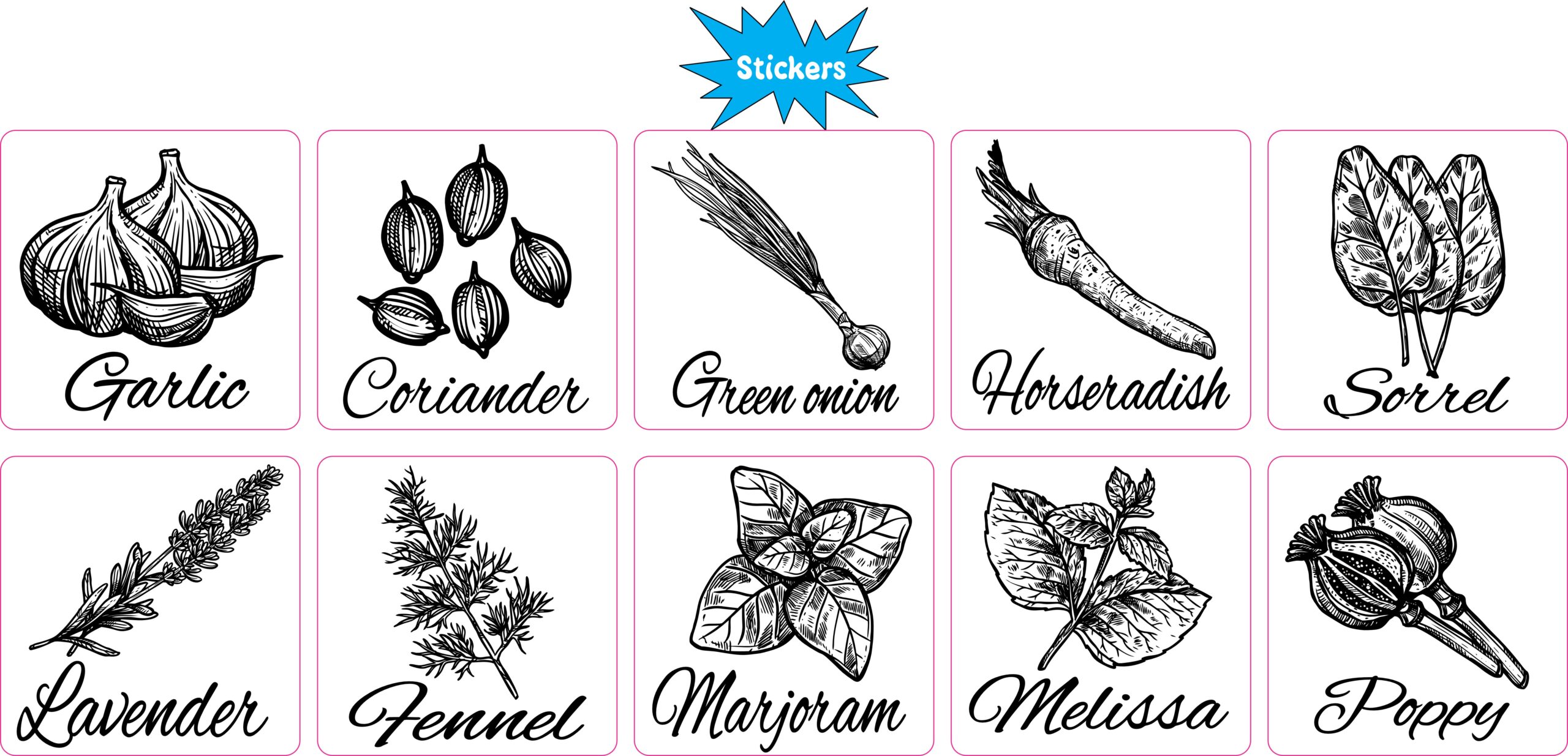 StickerTalk Garden Label Vinyl Stickers, 1 sheet of 10 stickers,