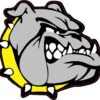 Right Facing Yellow Collared Bulldog Vinyl Sticker