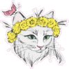 Flower Crown Cat Vinyl Sticker