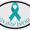 Oval Teal Ribbon Survivor Vinyl Sticker