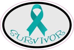 Oval Teal Ribbon Survivor Vinyl Sticker