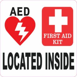 AED and First Aid Kit Located Inside Vinyl Sticker