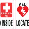 AED and First Aid Kit Located Inside Vinyl Stickers