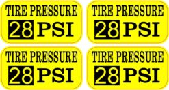 Yellow Tire Pressure 28 PSI Vinyl Stickers