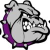 Right Facing Purple Collared Bulldog Mascot Vinyl Stickers