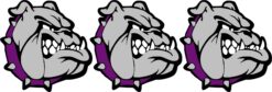 Right Facing Purple Collared Bulldog Mascot Vinyl Stickers