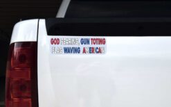 God Fearing Flag Waving Gun Toting American Vinyl Sticker