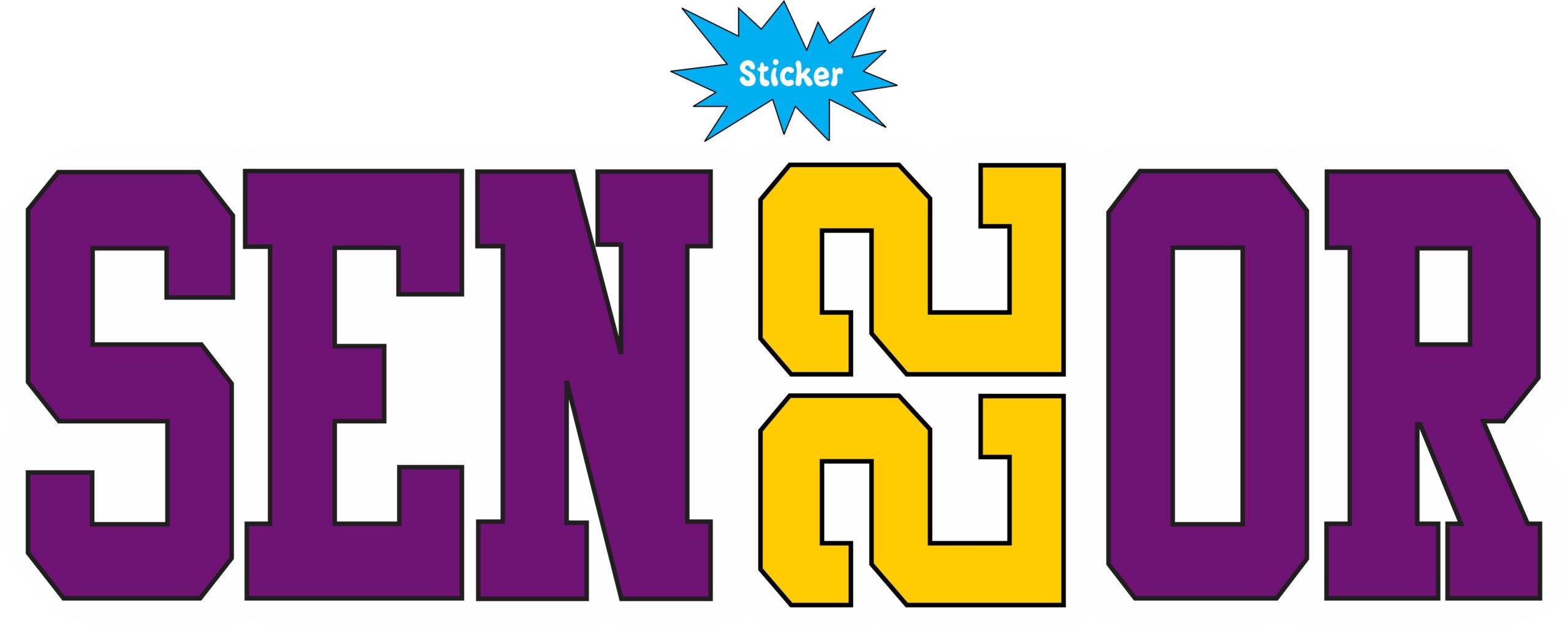 StickerTalk Purple and Yellow Senior 2022 Vinyl Sticker, 9.5 inches x 3 inches