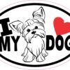 Oval I Love My Dog Male Yorkie Vinyl Sticker