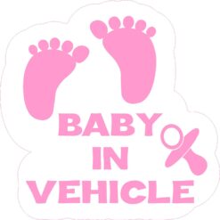 Pink Baby in Vehicle Vinyl Sticker
