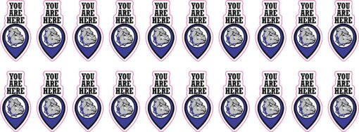 Blue Bulldog You Are Here Map Pointer Vinyl Stickers
