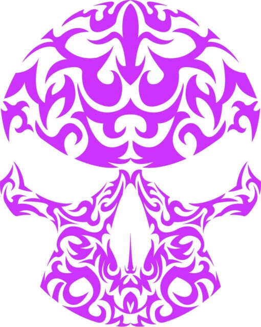 Purple and White Tribal Skull Vinyl Sticker