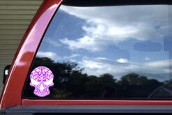 Purple and White Tribal Skull Vinyl Sticker