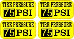 Yellow Tire Pressure 75 PSI Vinyl Stickers